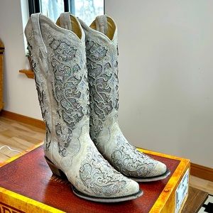 White glitter cowgirl boots